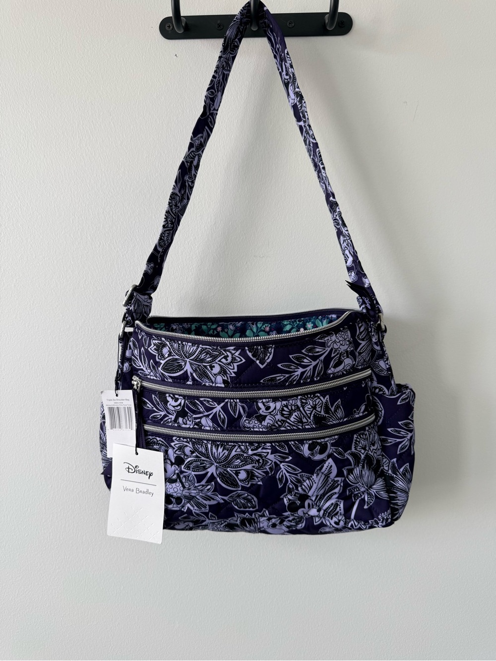 Vera Bradley Disney Flirty Floral Tiple Zip Shoulder Bag - Picture 11 of 11
